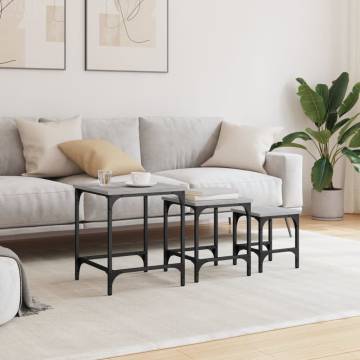 Stylish 3-Piece Grey Sonoma Nesting Coffee Tables