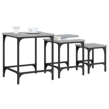 Stylish 3-Piece Grey Sonoma Nesting Coffee Tables