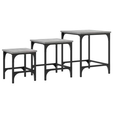 Stylish 3-Piece Grey Sonoma Nesting Coffee Tables