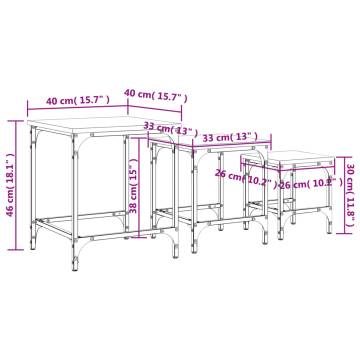 Stylish 3-Piece Grey Sonoma Nesting Coffee Tables