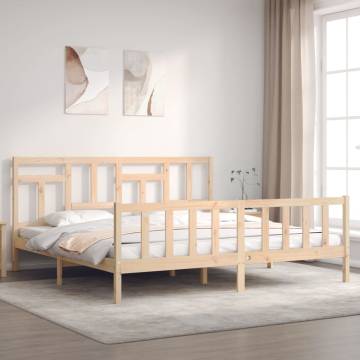 Super King Size Solid Wood Bed Frame with Headboard