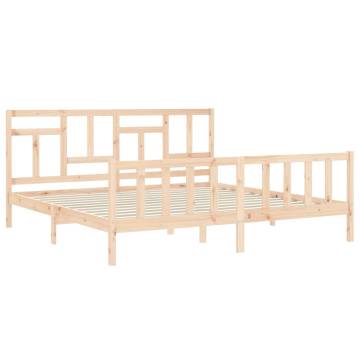 Super King Size Solid Wood Bed Frame with Headboard