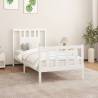 White Solid Wood Pine Bed Frame 90x200 cm with Headboard