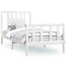 White Solid Wood Pine Bed Frame 90x200 cm with Headboard