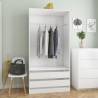 Wardrobe High Gloss White 100x50x200 cm Engineered Wood Colour high gloss white Size 100 x 50 x 200 cm Quantity in Package 1 Amount 2 drawers 