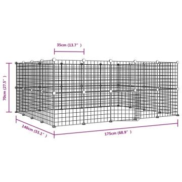 36-Panel Black Pet Cage - Durable Steel Enclosure 35x35 cm