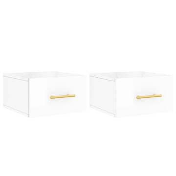 Wall-mounted Bedside Cabinets - High Gloss White 2 pcs | HipoMarket