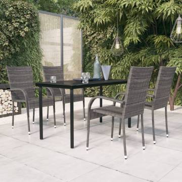 5 Piece Garden Dining Set - Grey and Black | HipoMarket