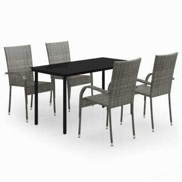 5 Piece Garden Dining Set - Grey and Black | HipoMarket