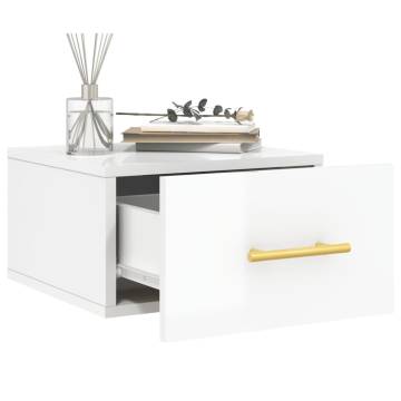 Wall-mounted Bedside Cabinets - High Gloss White 2 pcs | HipoMarket