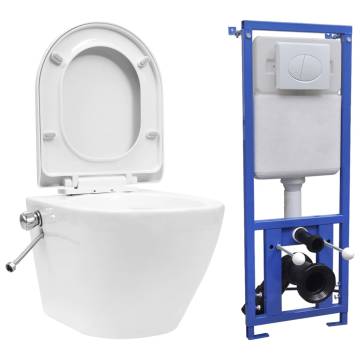 Wall Hung Rimless Toilet with Concealed Cistern - Hipomarket