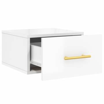 Wall-mounted Bedside Cabinets - High Gloss White 2 pcs | HipoMarket