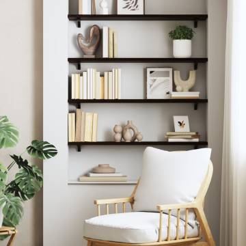 Dark Brown Wall Shelf 100x20x2 cm | Treated Solid Oak Wood