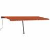 Manual Retractable Awning with LED - Orange & Brown 600x350 cm