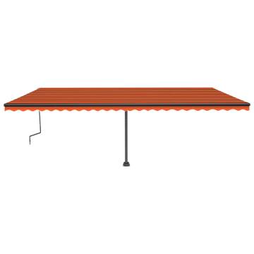 Manual Retractable Awning with LED - Orange & Brown 600x350 cm