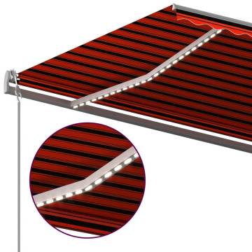 Manual Retractable Awning with LED - Orange & Brown 600x350 cm