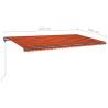 Manual Retractable Awning with LED - Orange & Brown 600x350 cm