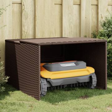 Robot Mower Garage Brown - Durable PE Rattan Storage Solution