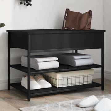 Shoe Bench Black - Stylish Storage Solution (70x42.5x50 cm)