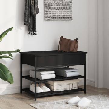 Shoe Bench Black - Stylish Storage Solution (70x42.5x50 cm)