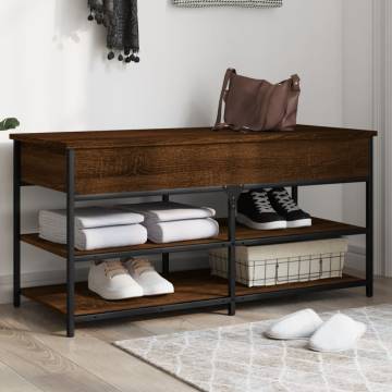 Shoe Bench Brown Oak 100x42.5 cm - Sturdy & Stylish Storage