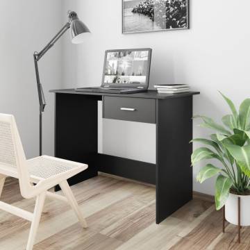 Sleek Black Desk 100x50 cm - Modern Engineered Wood Design