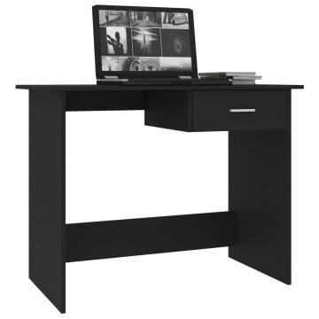 Sleek Black Desk 100x50 cm - Modern Engineered Wood Design