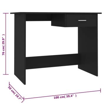 Sleek Black Desk 100x50 cm - Modern Engineered Wood Design