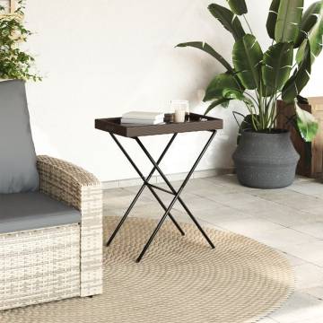 Folding Tray Table Brown - Durable Poly Rattan, 65x40x75 cm