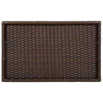 Folding Tray Table Brown - Durable Poly Rattan, 65x40x75 cm