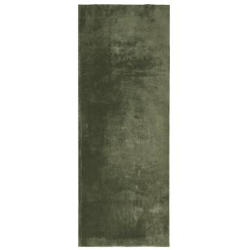 HUARTE Short Pile Soft Washable Rug - Forest Green 80x200 cm