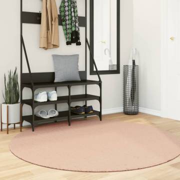 Rug HUARTE Short Pile Soft Washable Blush Ø 160 cm | Hipomarket