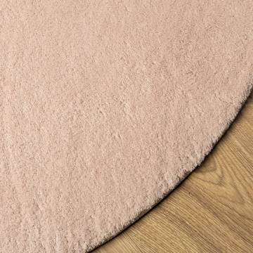 Rug HUARTE Short Pile Soft Washable Blush Ø 160 cm | Hipomarket