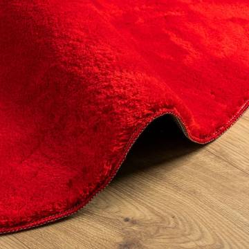 Soft & Washable Red Rug HUARTE | Ø 100 cm for Home Decor