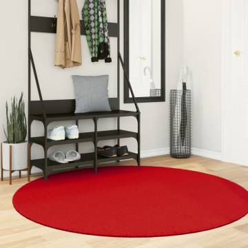 HUARTE Red Short Pile Rug Ø 160 cm - Soft & Washable