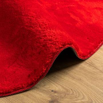 HUARTE Red Short Pile Rug Ø 160 cm - Soft & Washable