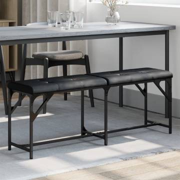 Dining Bench Black 124x32x45 cm - Stylish Steel & Faux Leather