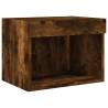 Stylish Wall-Mounted Bedside Cabinet with LED Lights - Smoked Oak