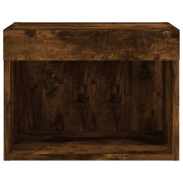 Stylish Wall-Mounted Bedside Cabinet with LED Lights - Smoked Oak