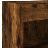 Stylish Wall-Mounted Bedside Cabinet with LED Lights - Smoked Oak