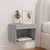 Stylish Wall-Mounted Bedside Cabinet with LED Lights - Grey Sonoma