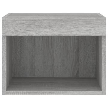 Stylish Wall-Mounted Bedside Cabinet with LED Lights - Grey Sonoma