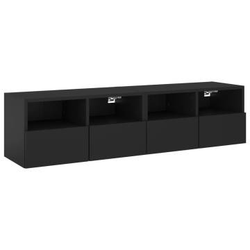 Stylish Black TV Wall Cabinets - 60x30x30 cm (Set of 2)