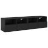 Stylish Black TV Wall Cabinets - 60x30x30 cm (Set of 2)