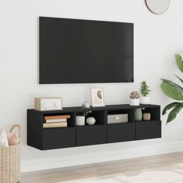 Stylish Black TV Wall Cabinets - 60x30x30 cm (Set of 2)