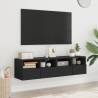 Stylish Black TV Wall Cabinets - 60x30x30 cm (Set of 2)