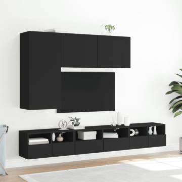 Stylish Black TV Wall Cabinets - 60x30x30 cm (Set of 2)