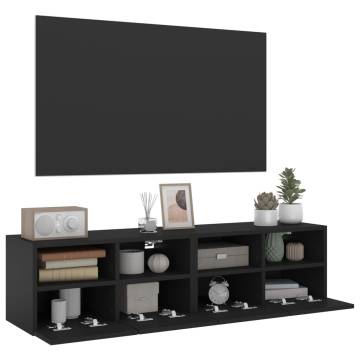 Stylish Black TV Wall Cabinets - 60x30x30 cm (Set of 2)