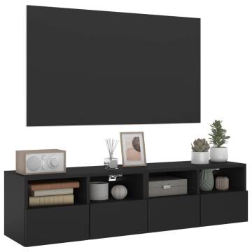 Stylish Black TV Wall Cabinets - 60x30x30 cm (Set of 2)