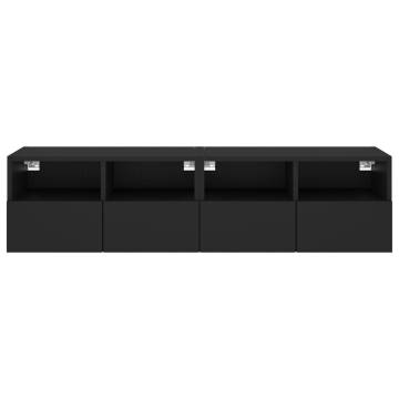 Stylish Black TV Wall Cabinets - 60x30x30 cm (Set of 2)